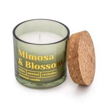 Mimosa Blossom Candle - Glass & Cork Candle Jar