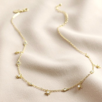 Crystal Star Choker Necklace - Gold