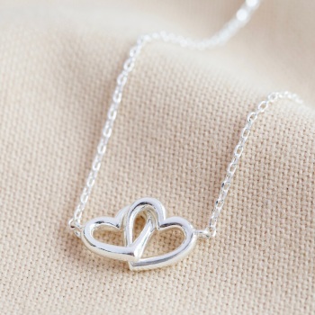 Interlocking Hearts Necklace - Silver