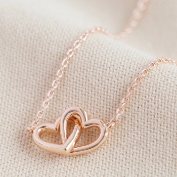Interlocking Hearts Necklace - Rose Gold