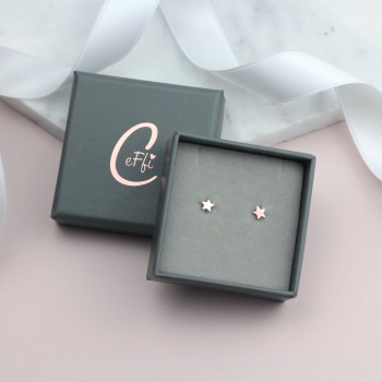 Sterling Silver Rose Gold Star Earrings - CeFfi Jewellery