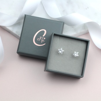 Sterling Silver Star CZ Earrings - CeFfi Jewellery
