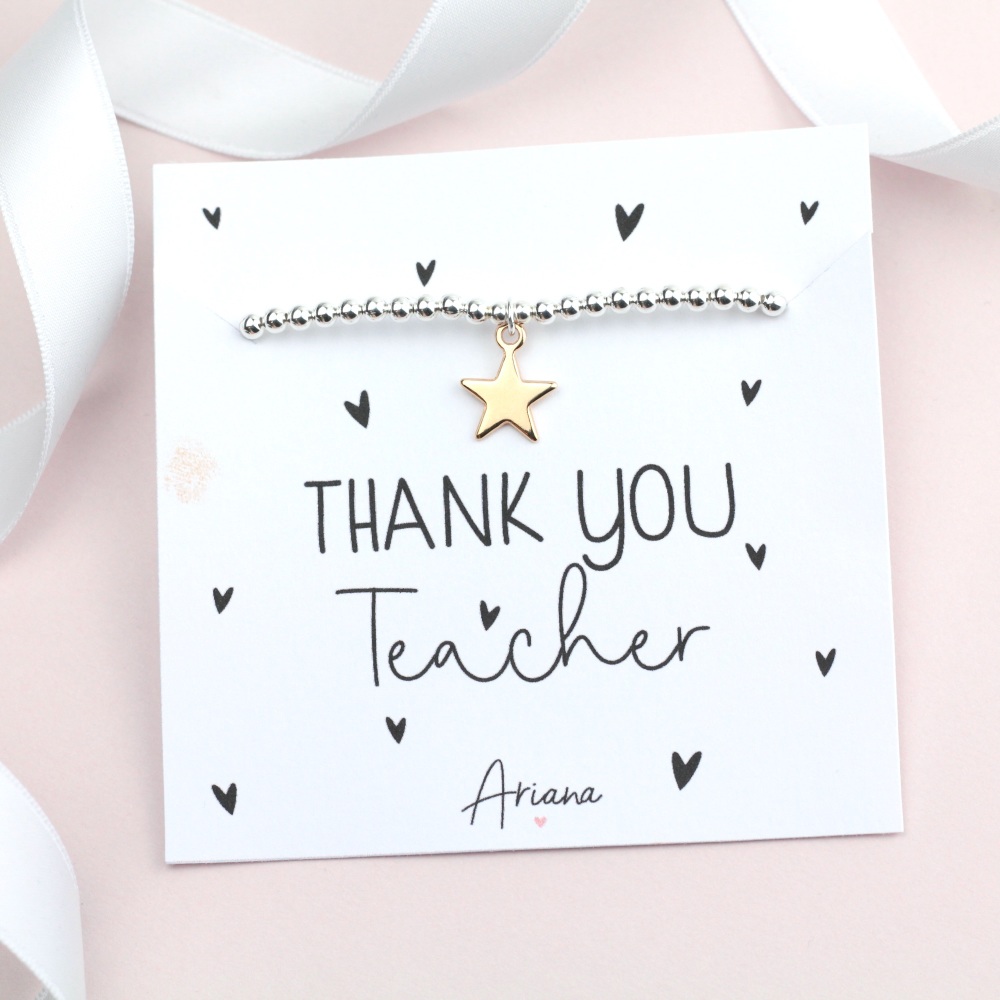 Thank You Teacher Bracelet, teacher gifts, thank you gift - Ariana Jeweller