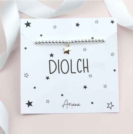Diolch Bracelet, anrheg diolch, bracelet with diolch - Ariana Jewellery