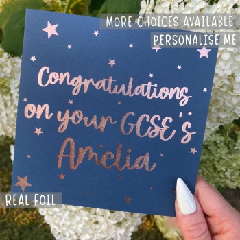 Personolised GCSE Congratulations Card - Starry Personalised Foiled Card