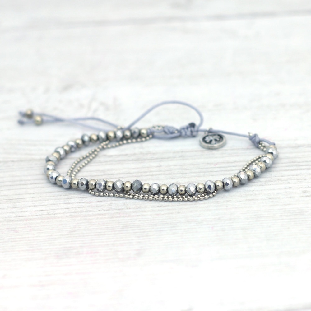 Silver/Grey Beaded Anklet