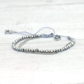 Silver/Grey Beaded Anklet