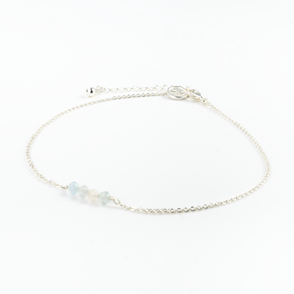 Silver Plated Sandstone Beaded Chain Anklet
