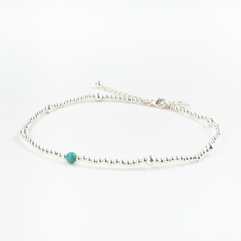 Silver Plated Turquoise Beaded Anklet