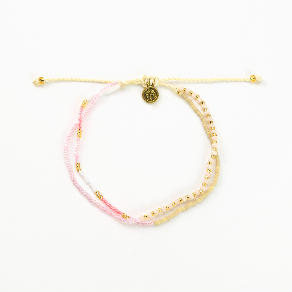 Pink & Gold Beaded Anklet