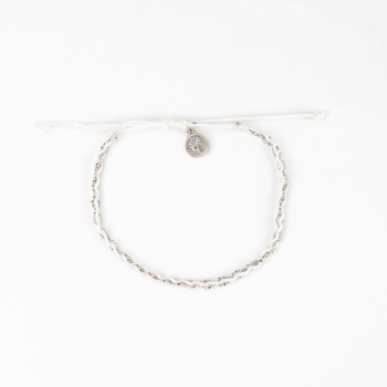 White & Silver Twisted Anklet