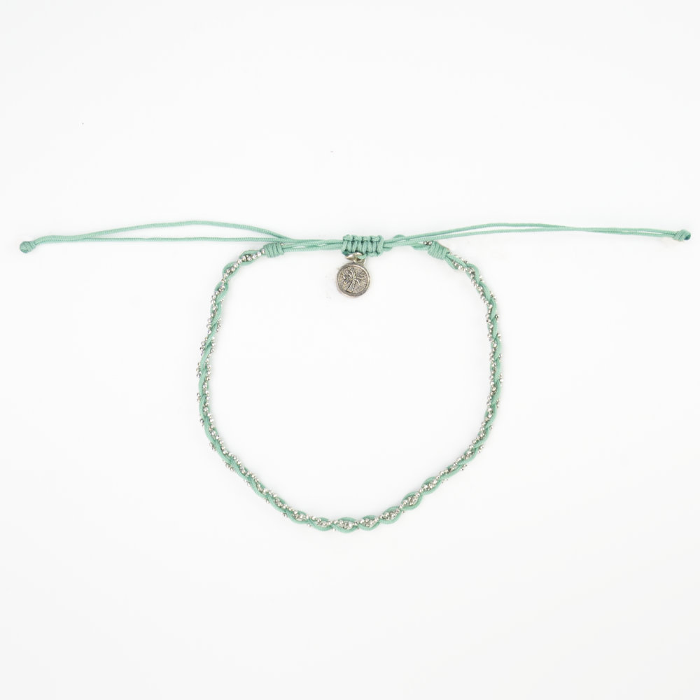 Mint & Silver Twisted Anklet