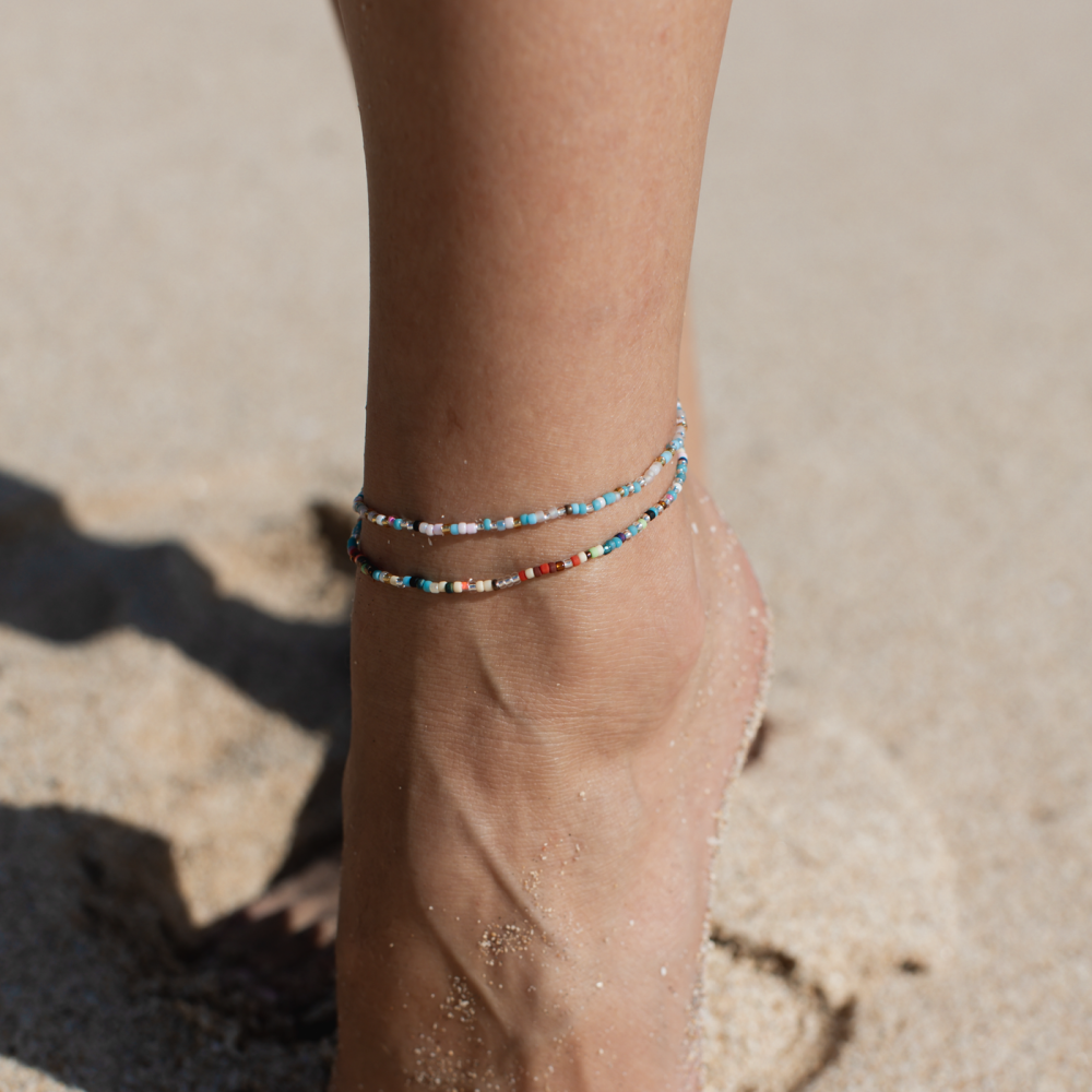 Blues Mixed Beaded Anklet