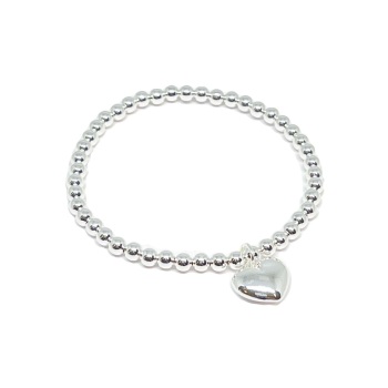 Large Puffed Heart Silver Plated Bracelet