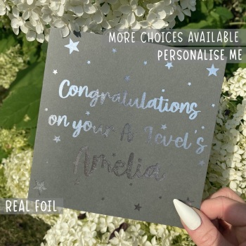 Personolised A-Level Congratulations Card - Starry Personalised Foiled Card