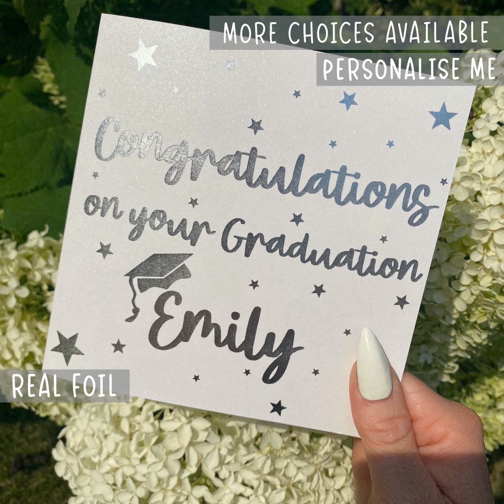 Personalised  Graduation Congratulations Card - Starry Personalised Foiled 