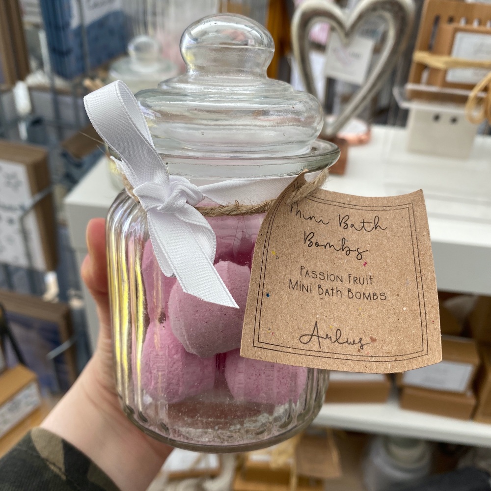 Passion Fruit Mini Bath Bomb Jar - Arlws, glass jar bath bombs