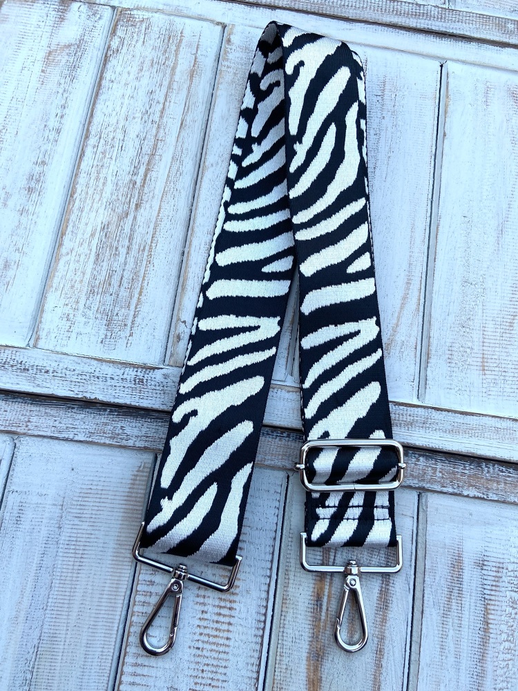 Silver Zebra Pattern Bag Strap