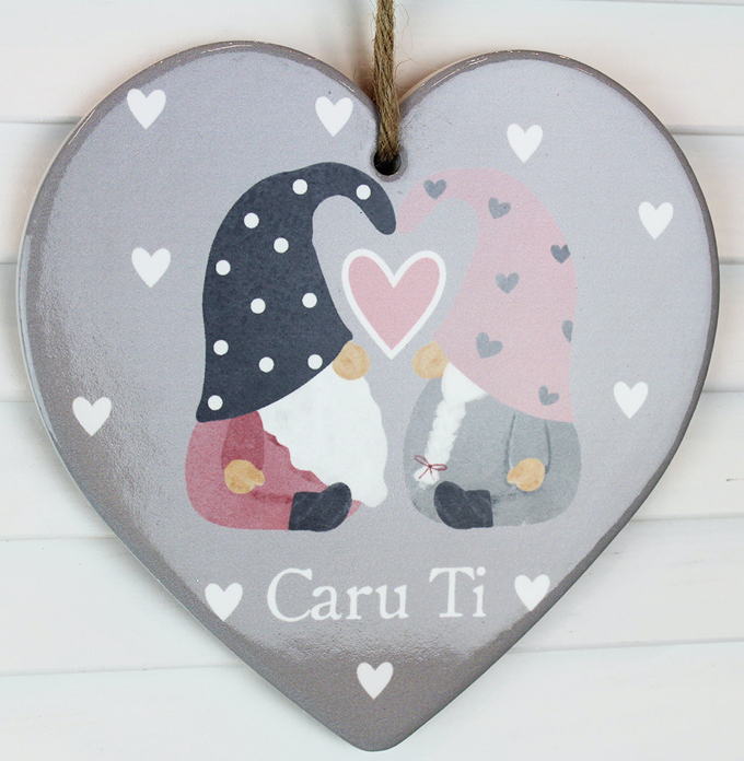 Addurniad Gonc Caru Ti - Welsh Heart Love You Decoration