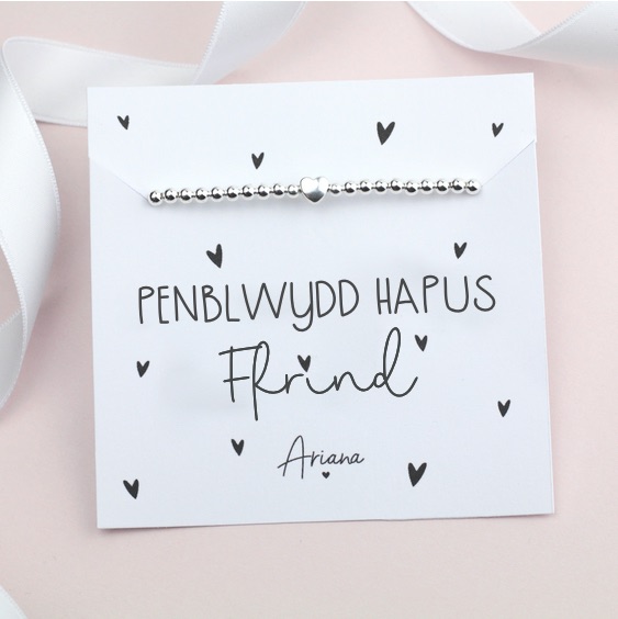 Penblwydd Hapus Ffrind Bracelet - Silver Stretch Bracelet - Ariana Jeweller