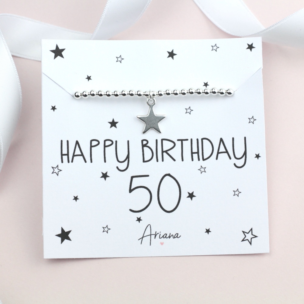 Happy 50th Birthday Bracelet - Ariana Jewellery - Various Choice 
