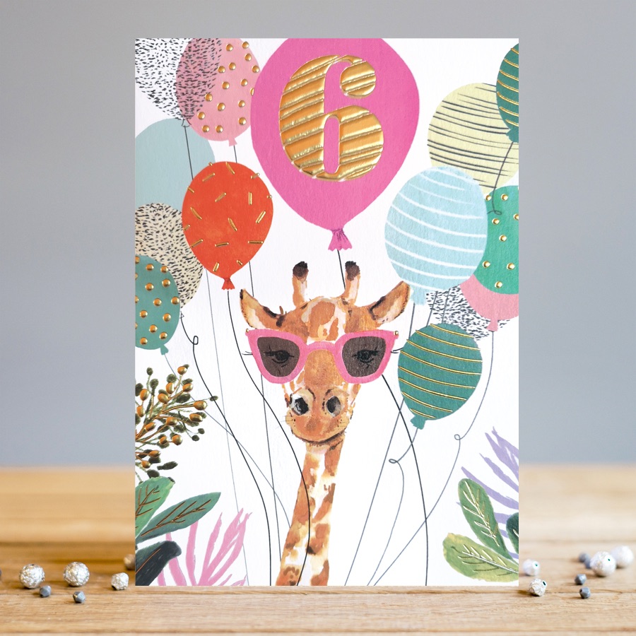 6th Birthday Giraffe Card