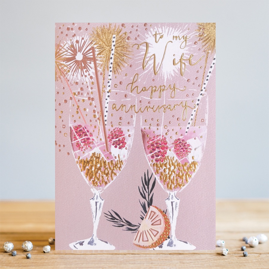 Happy Anniversary Wife Glasses Card