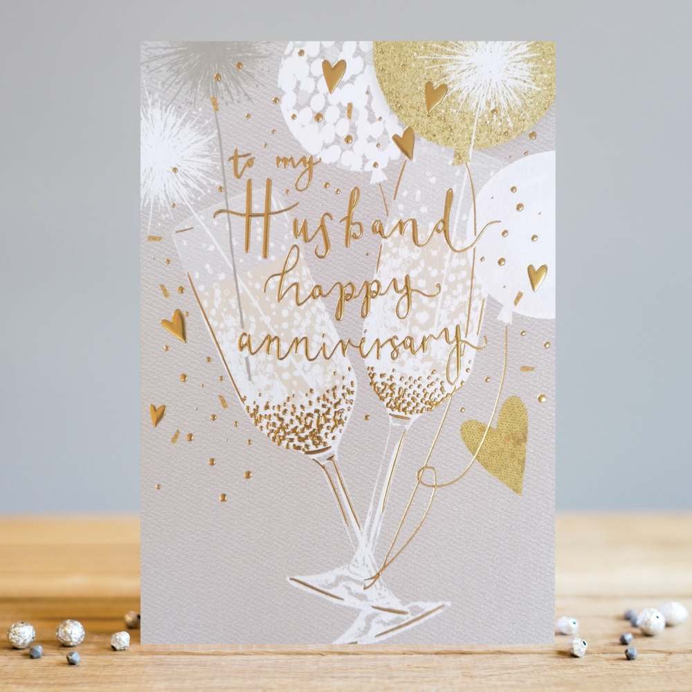 Happy Anniversary Husband Glasses Card