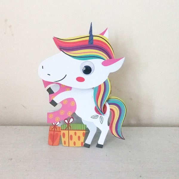 3rd Birthday Unicorn Wobbly Head Card
