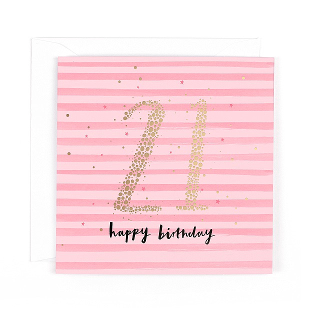 21st Birthday Stripy Card