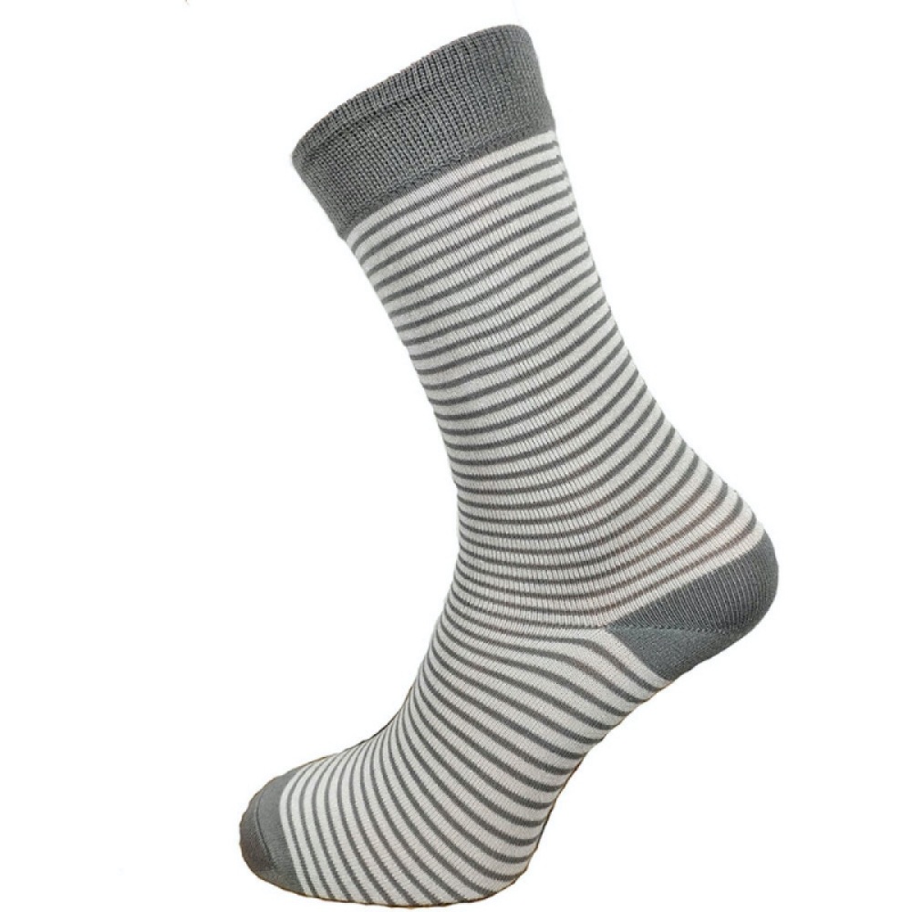 Grey & White Stripe Bamboo Socks