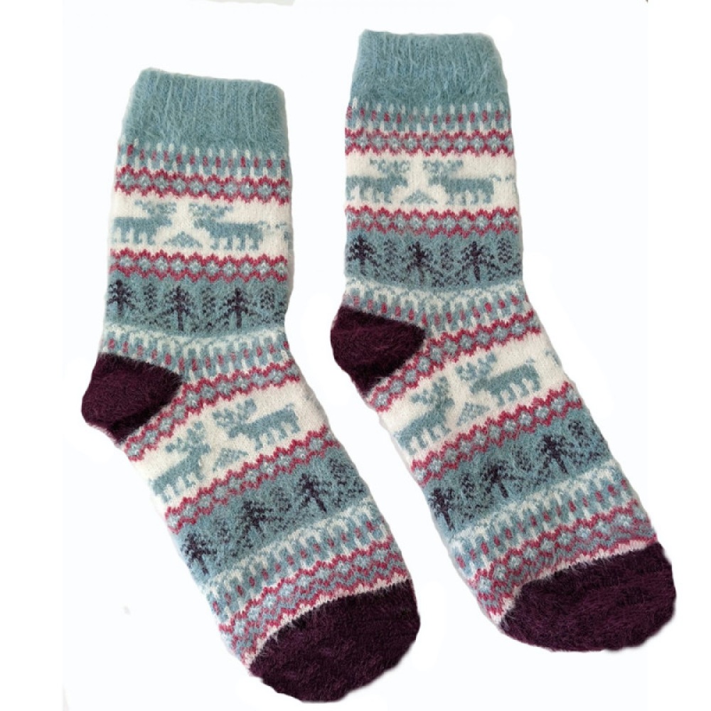 Reindeer Scandi Wool Blend Socks