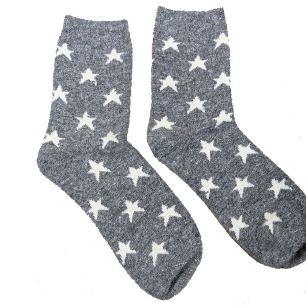 Grey & White Star Wool Blend Socks