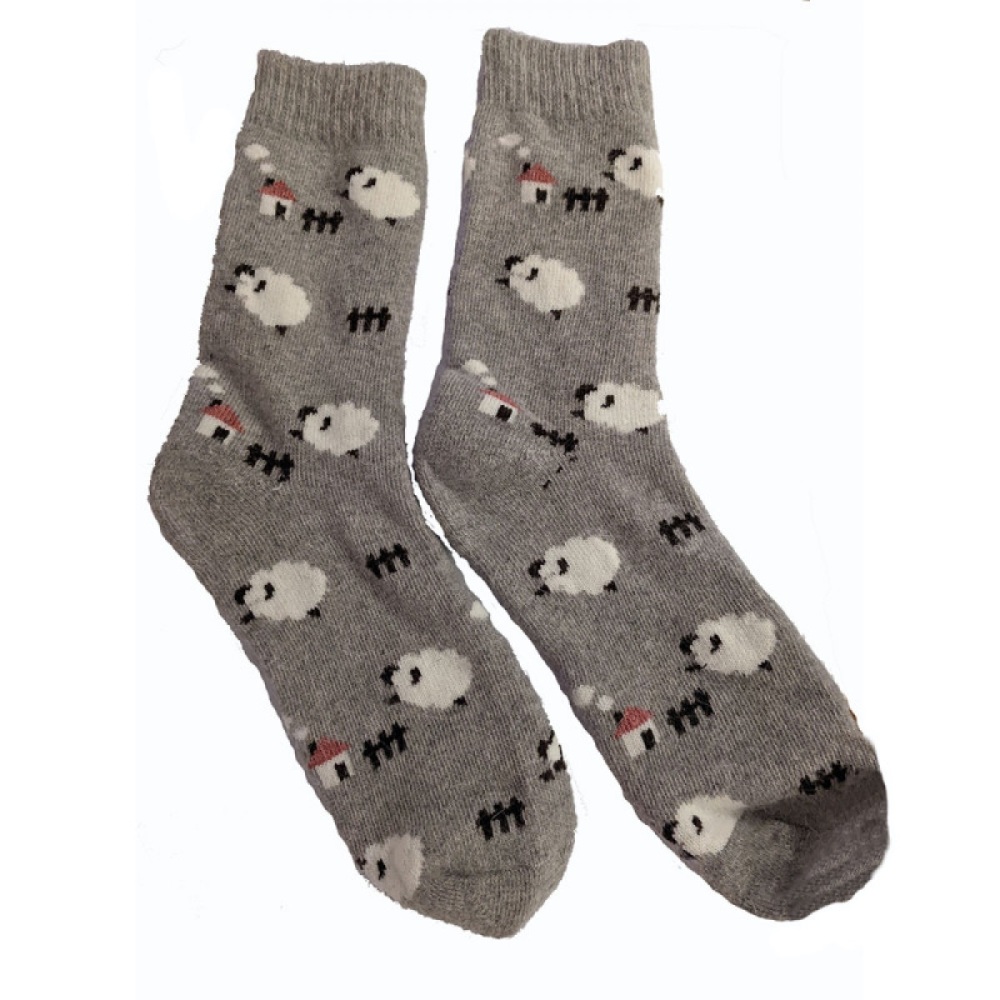Grey & White Sheep Wool Blend Socks