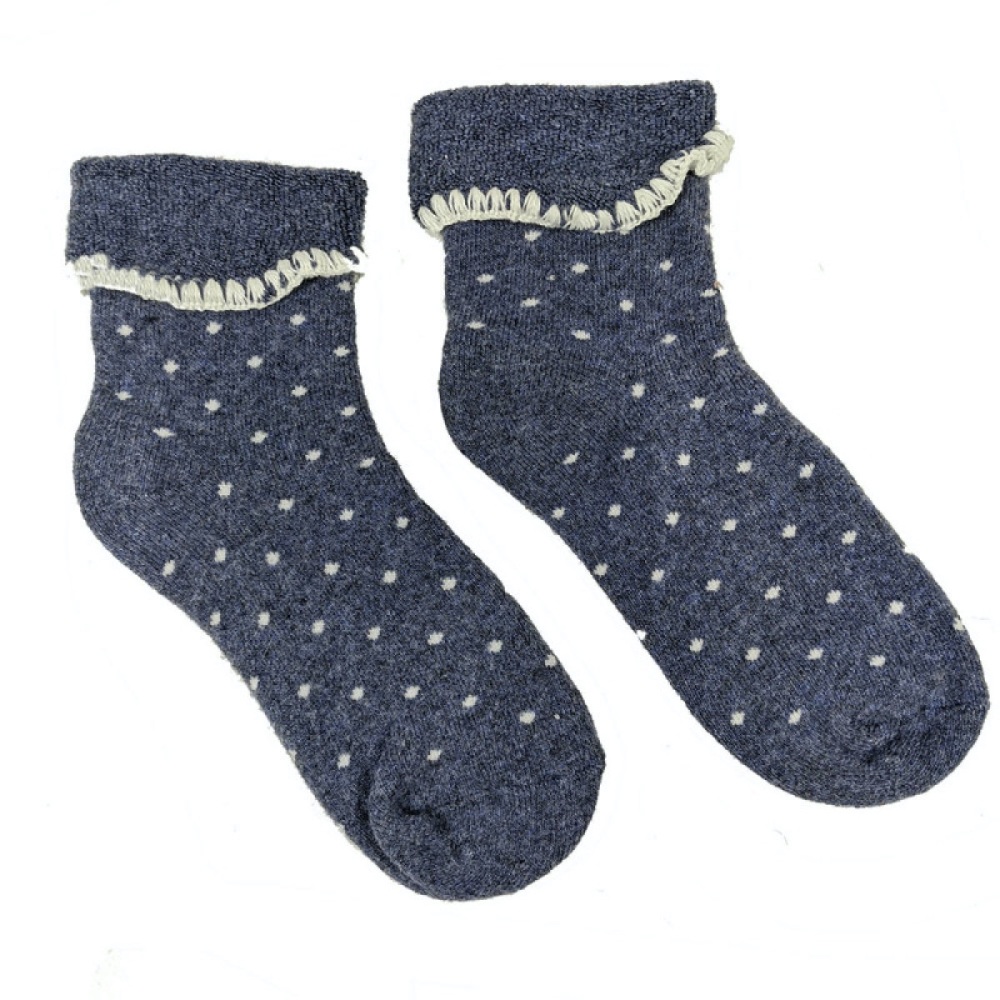 Navy & White Polka Dot Cuff Socks