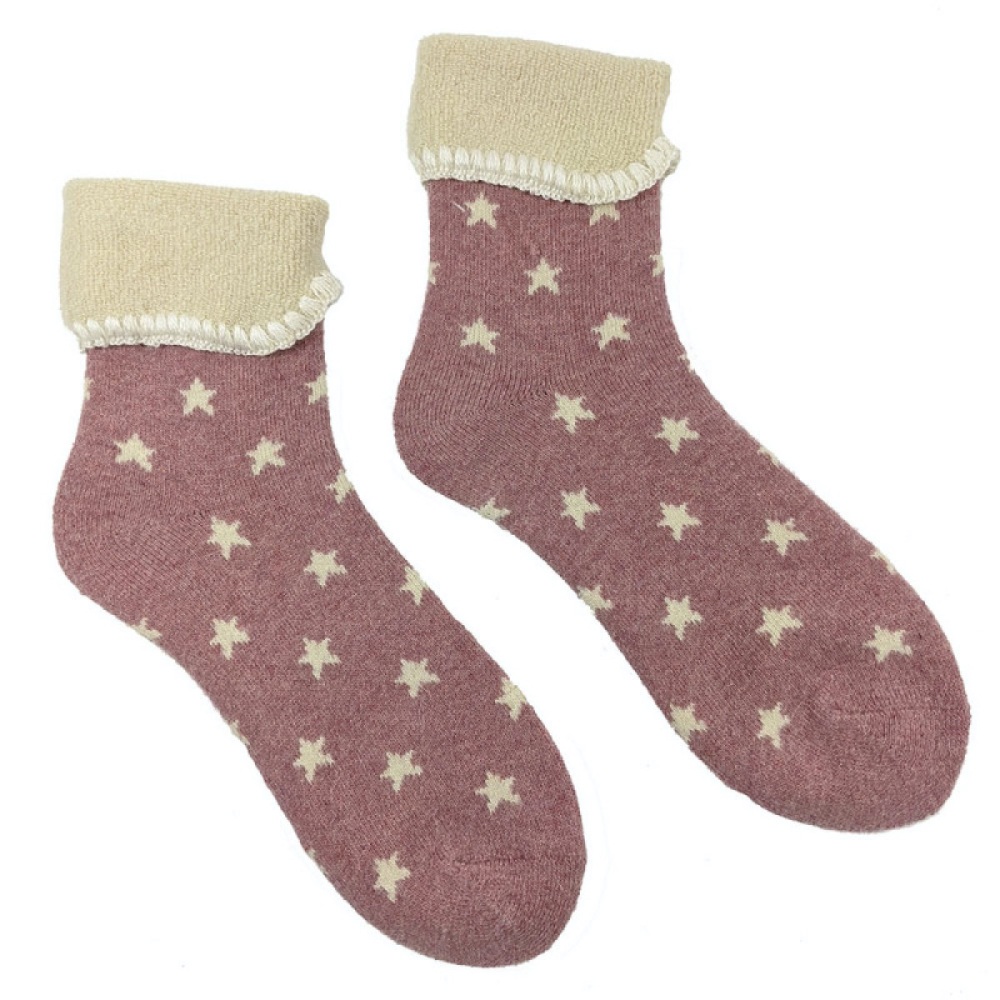 Pink & White Star Cuff Socks