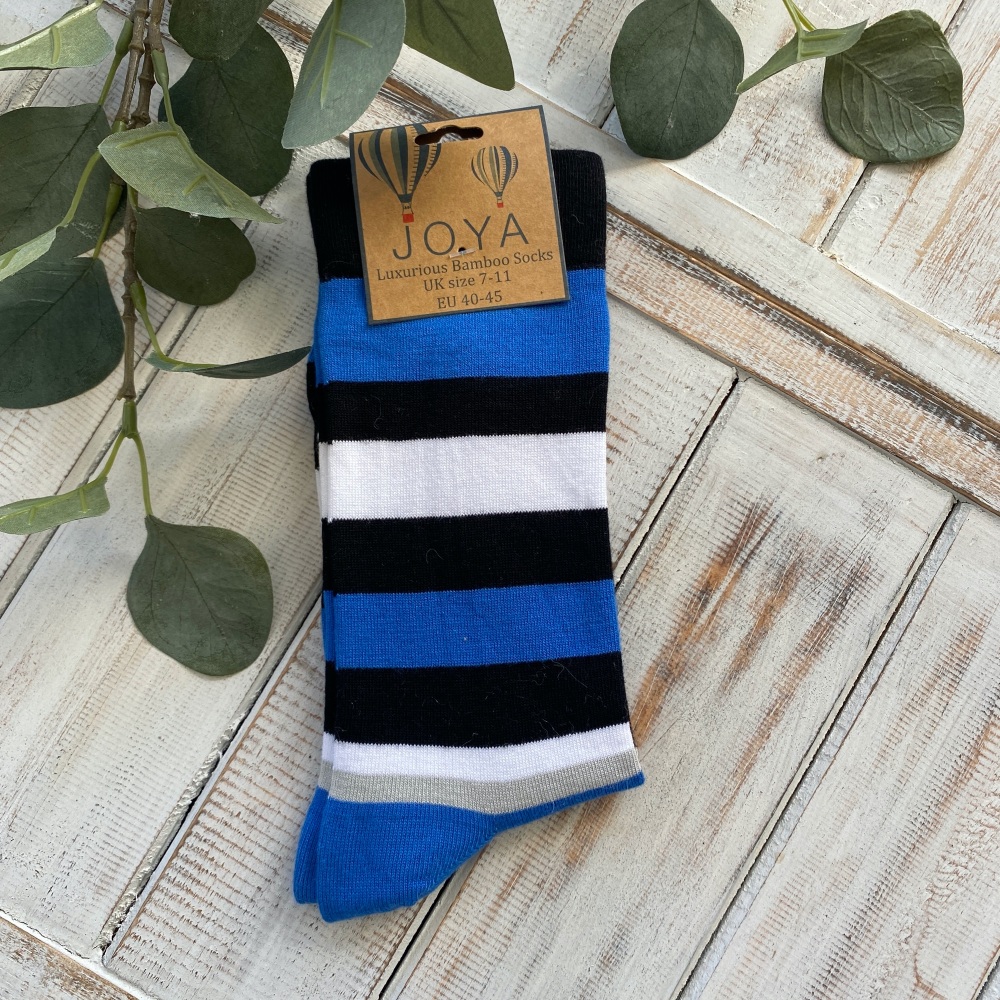 Blue & White Stripe Bamboo Socks