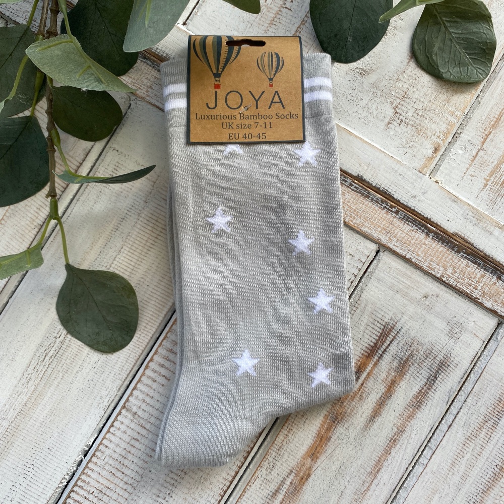 Grey & White Star Bamboo Socks