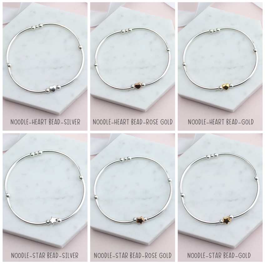 Plain Heart Noodle Bracelet - Ariana Jewellery -  Various Choice