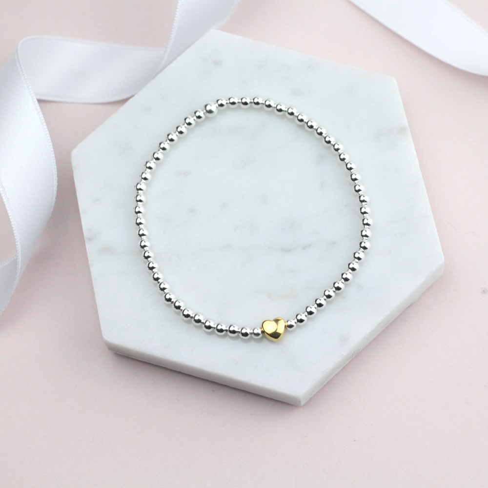 Gold Heart Bead Bracelet - Ariana Jewellery