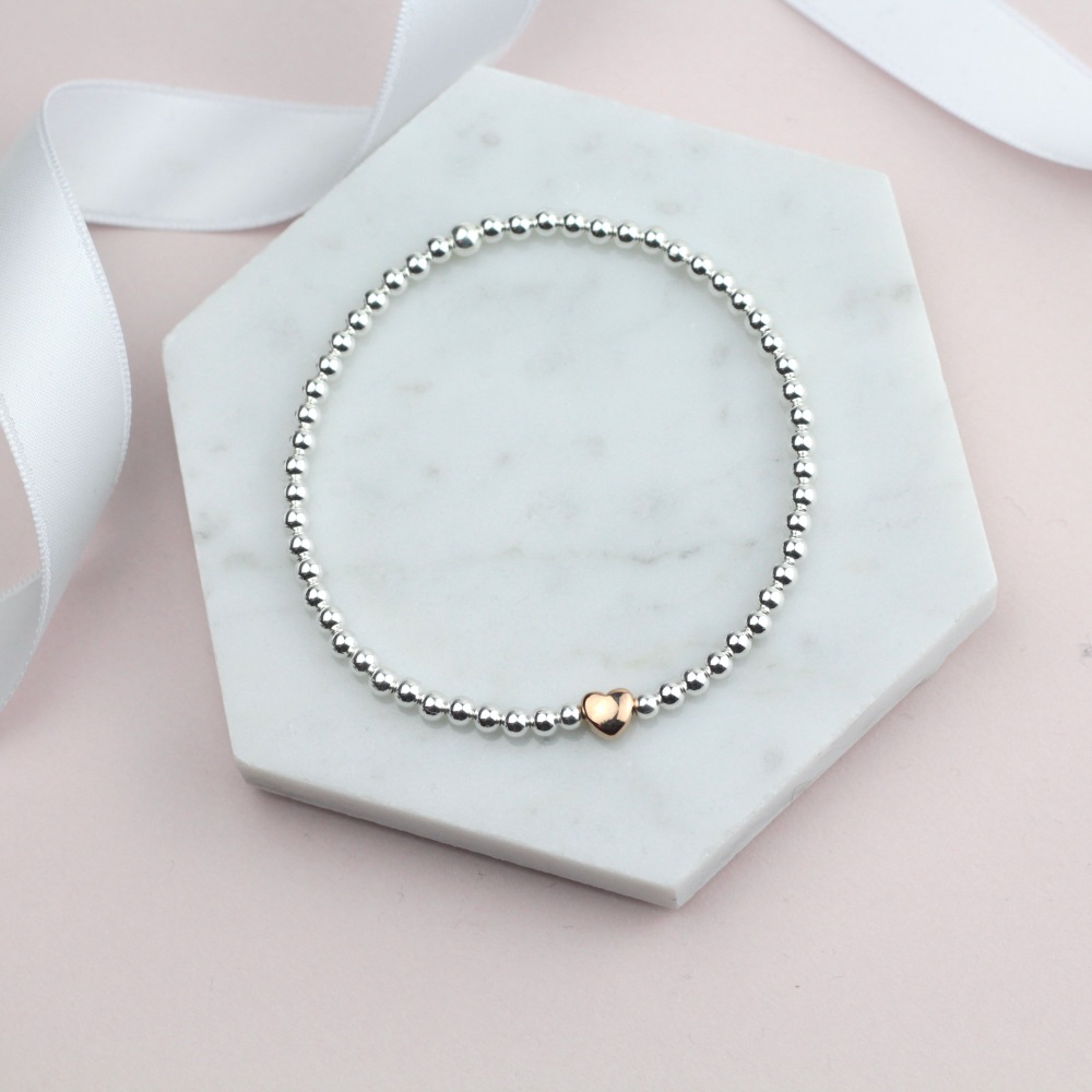 Rose Gold Heart Bead Bracelet - Ariana Jewellery