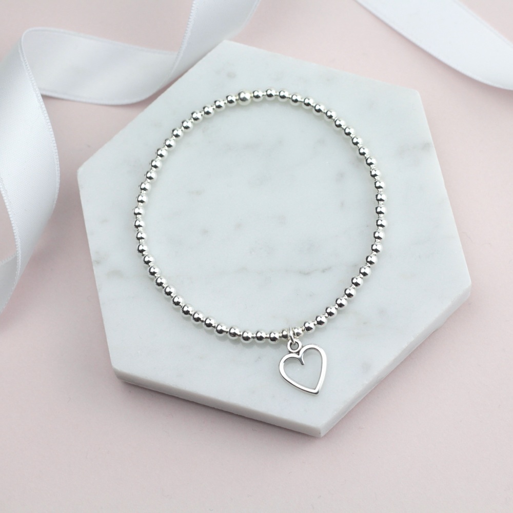 Silver Large Heart Bracelet - Ariana Jewellery