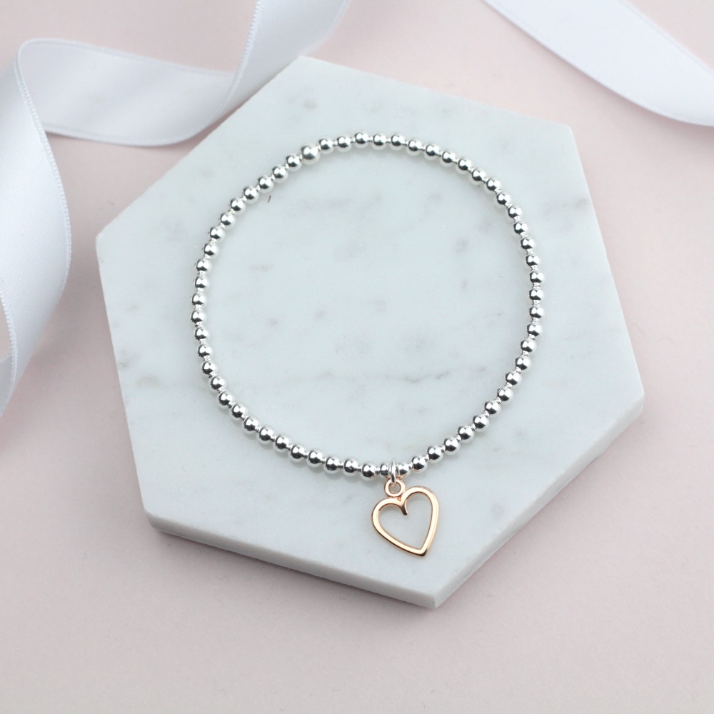 Rose Gold Large Heart Bracelet - Ariana Jewellery
