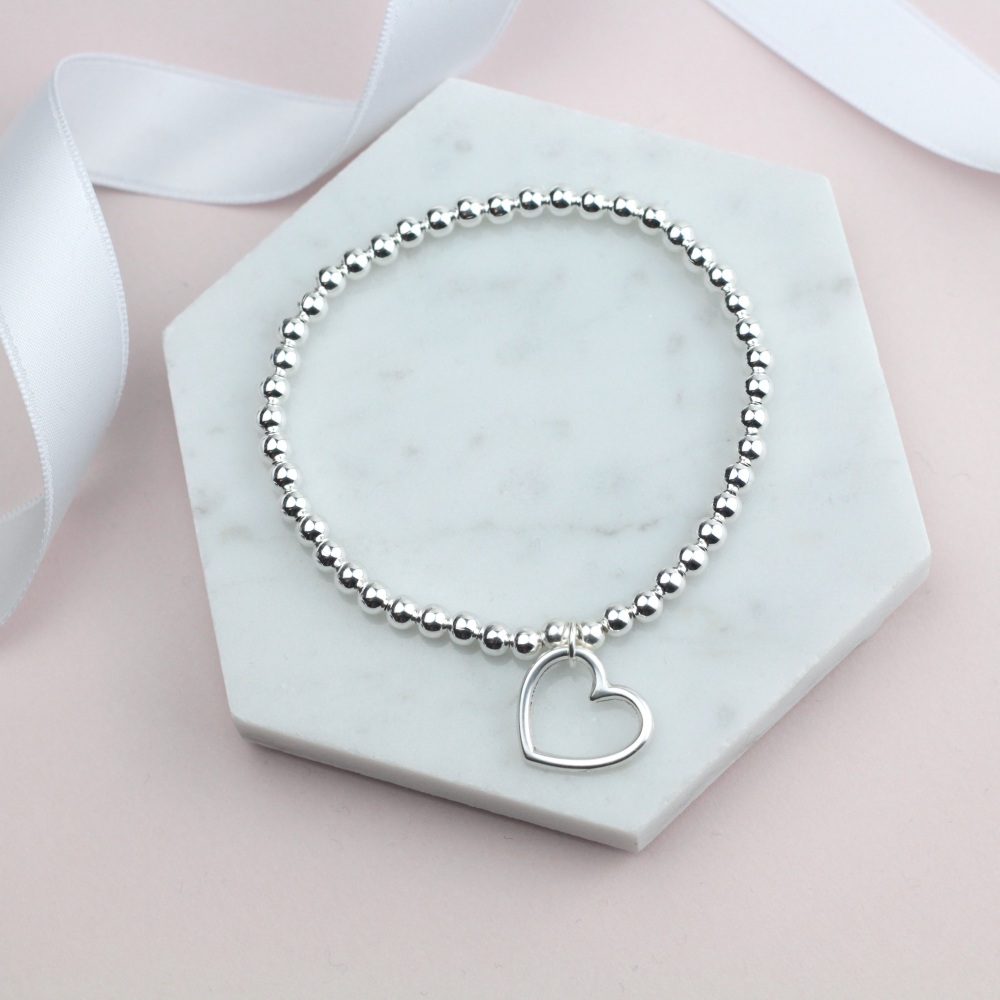 Silver Hanging Heart Bracelet - Ariana Jewellery