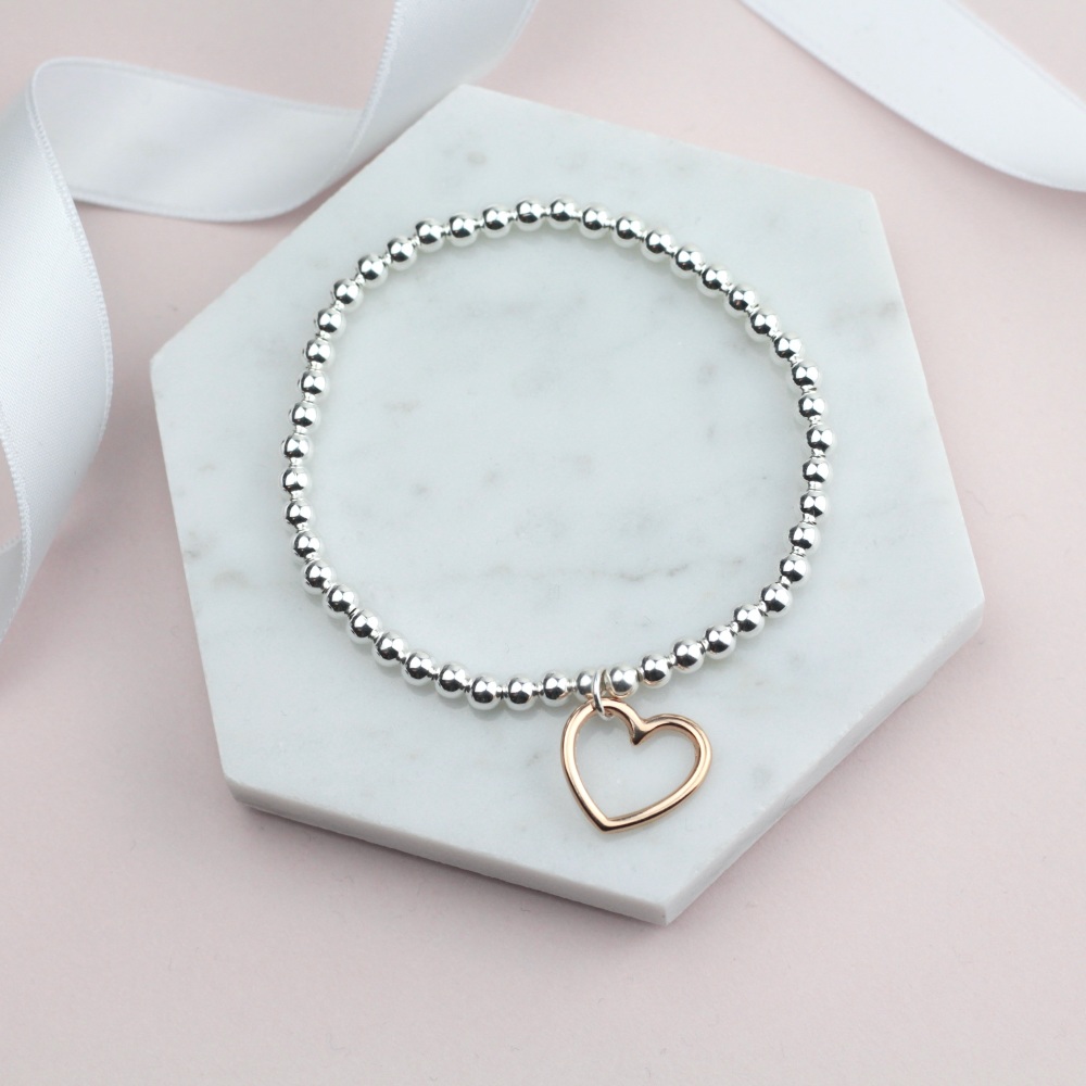 Rose Gold Hanging Heart Bracelet - Ariana Jewellery