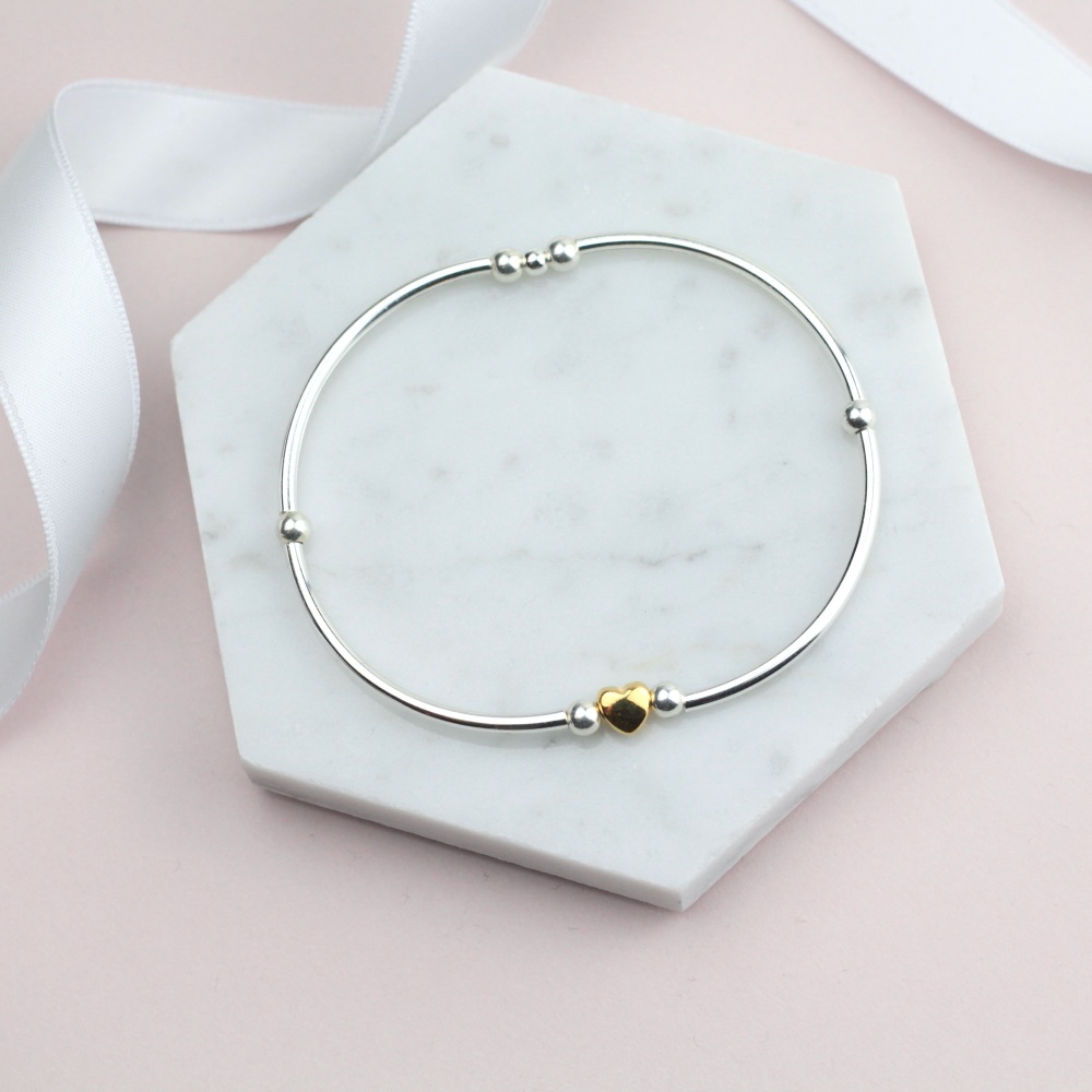 Gold Heart Bead Noodle Bracelet - Ariana Jewellery
