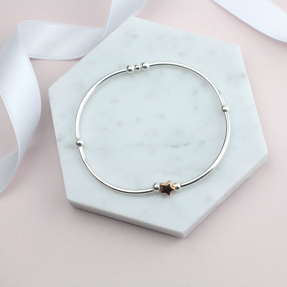 Rose Gold Star Bead Noodle Bracelet - Ariana Jewellery