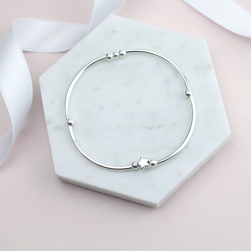 Silver Star Bead Noodle Bracelet - Ariana Jewellery