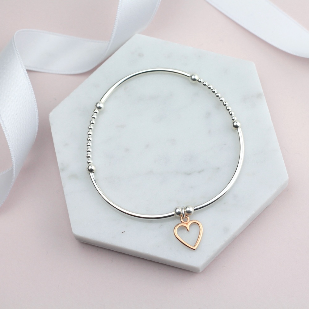 Rose Gold Heart BNoodle Bracelet - Ariana Jewellery