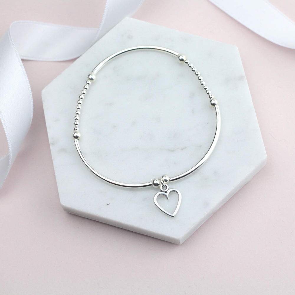 Silver Heart BNoodle Bracelet - Ariana Jewellery